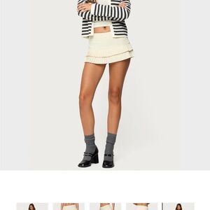 Edikted Cream Mini Skirt with Pleats